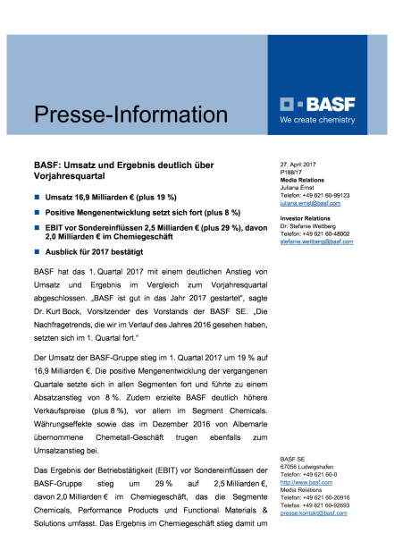 BASF: Q1/2017, Seite 1/6, komplettes Dokument unter http://boerse-social.com/static/uploads/file_2221_basf_q12017.pdf (27.04.2017) 