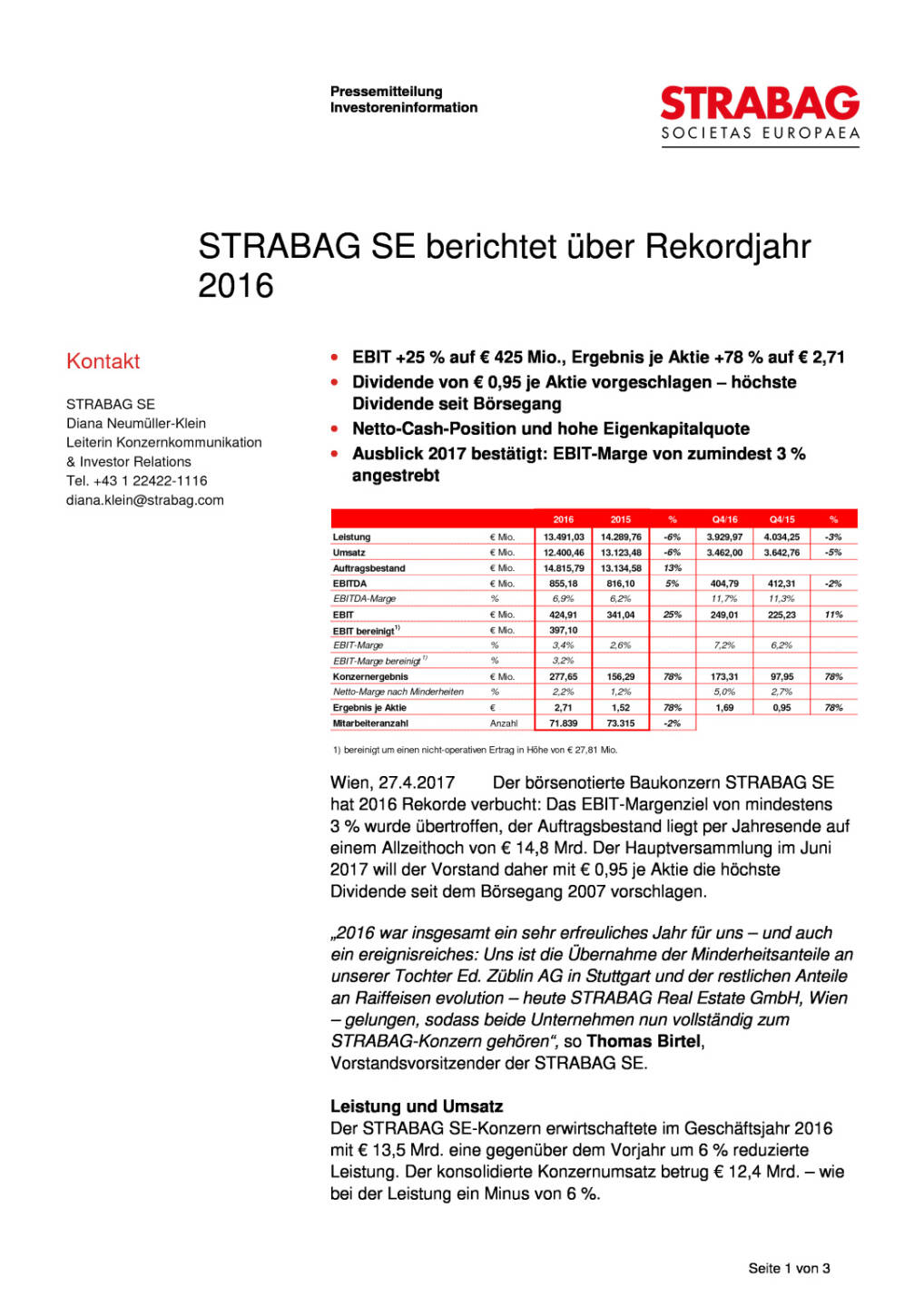 Strabag: Rekordjahr 2016, Seite 1/3, komplettes Dokument unter http://boerse-social.com/static/uploads/file_2225_strabag_rekordjahr_2016.pdf