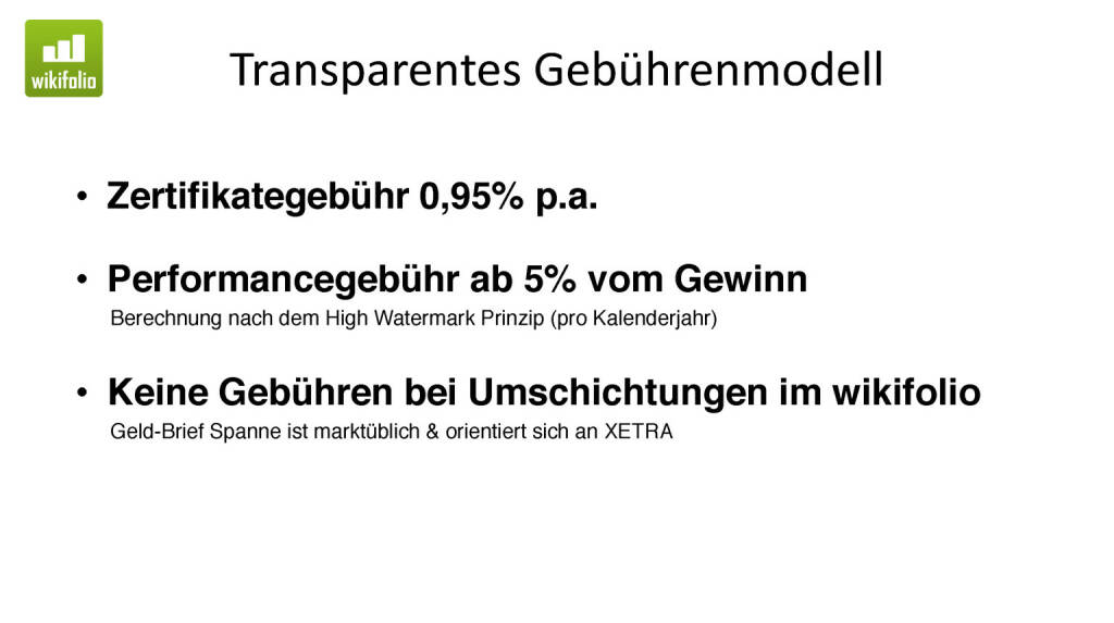Präsentation Wikifolio - Transparentes Gebührenmodell (27.04.2017) 