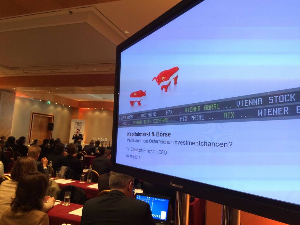 Wiener Börse / Christoph Boschan: Keynote Speech & Panel Discussion @ Finanzplaner Forum 2017: The majority of Austrians are missing out on the chances that the Austrian Stock Market offers. Investing is a marathon, not a sprint. Over the past 25 years, the Austrian leading index ATX recorded an average return of 6% p.a. Thanks  for the great discussion Werner Kogler, Adam Lessing, Andreas Zakostelsky and Jakob Zirm. (08.05.2017)