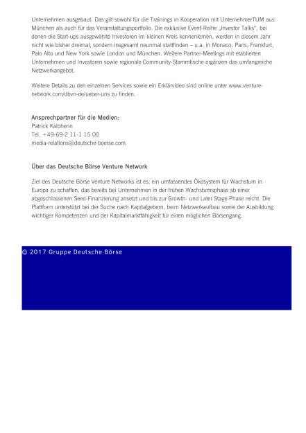 Deutsche Börse baut Angebot für Start-ups aus, Seite 2/2, komplettes Dokument unter http://boerse-social.com/static/uploads/file_2246_deutsche_borse_baut_angebot_fur_start-ups_aus.pdf (11.05.2017) 