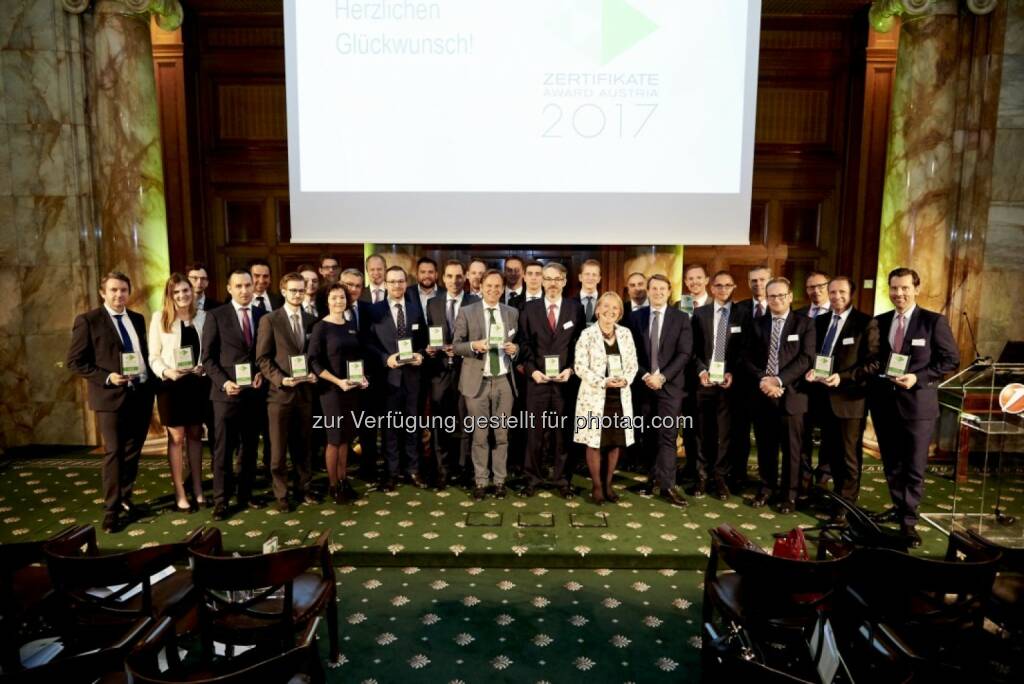 Zertifikate Award Austria 2017 - Alle Preisträger (Fotocredit: Zertifikate Forum Austria) (19.05.2017) 