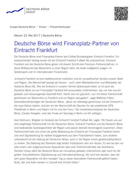 Deutsche Börse und Eintracht Frankfurt gehen Partnerschaft ein, Seite 1/3, komplettes Dokument unter http://boerse-social.com/static/uploads/file_2262_deutsche_borse_und_eintracht_frankfurt_gehen_partnerschaft_ein.pdf (23.05.2017) 