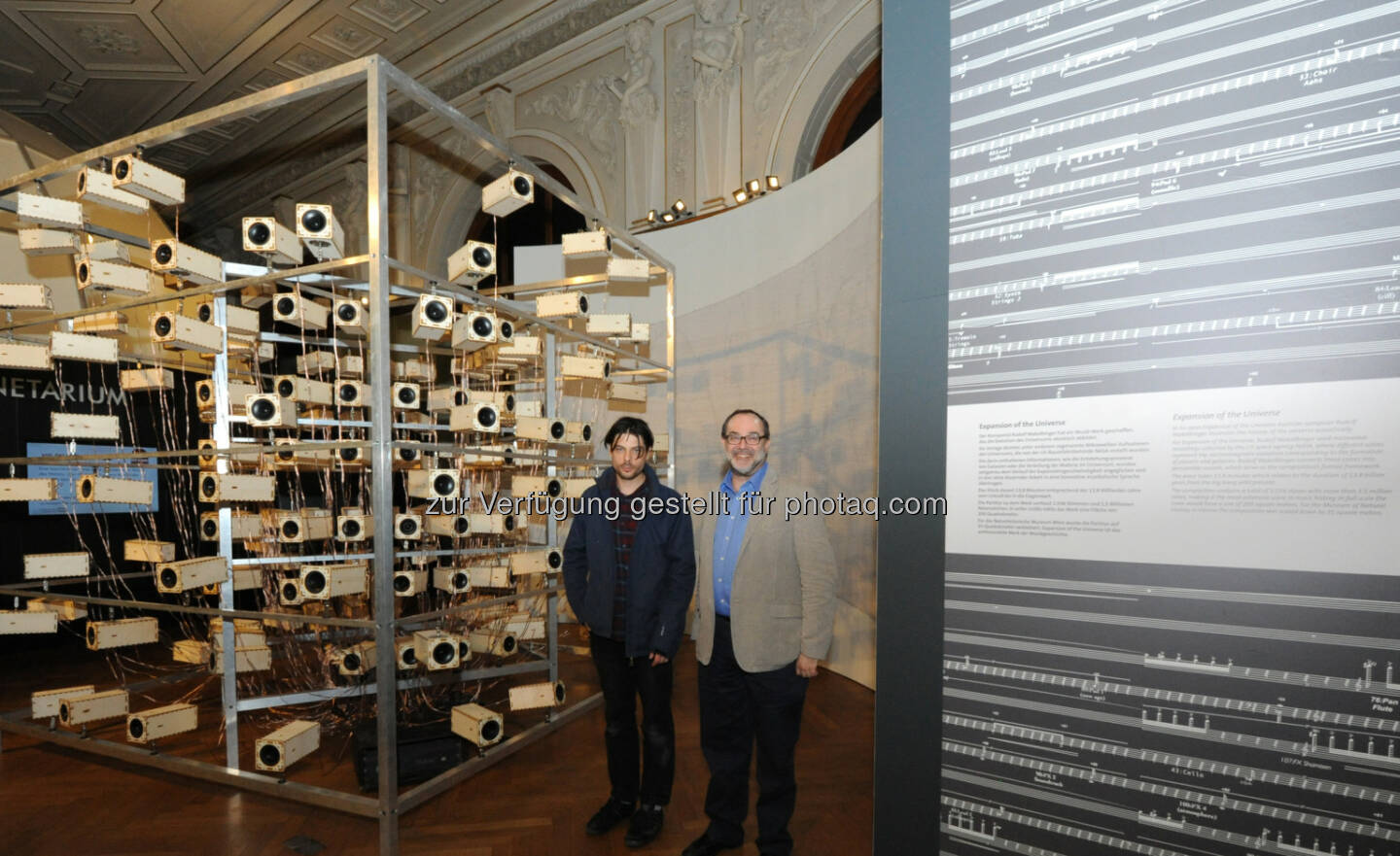 Künstler Rudolf Wakolbinger und NHM-Generaldirektor Christian Köberl - Naturhistorisches Museum: Klanginstallation „Expansion of the Universe” ab 25. Mai 2017 im Naturhistorischen Museum Wien (Fotograf: NHM Wien, Alice Schumacher)