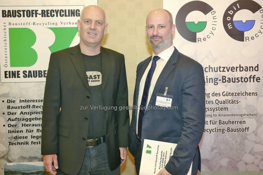 Mag. Christoph Chorherr/Landtagsabg, DI Mag. Thomas Kasper / Vorsitzender des BRV - Österreichischer Baustoff-Recycling Verband: Neues zum Baustoff-Recycling (Fotocredit: ÖBRV/APA-Fotoservice/Langegger), © Aussender (30.05.2017) 