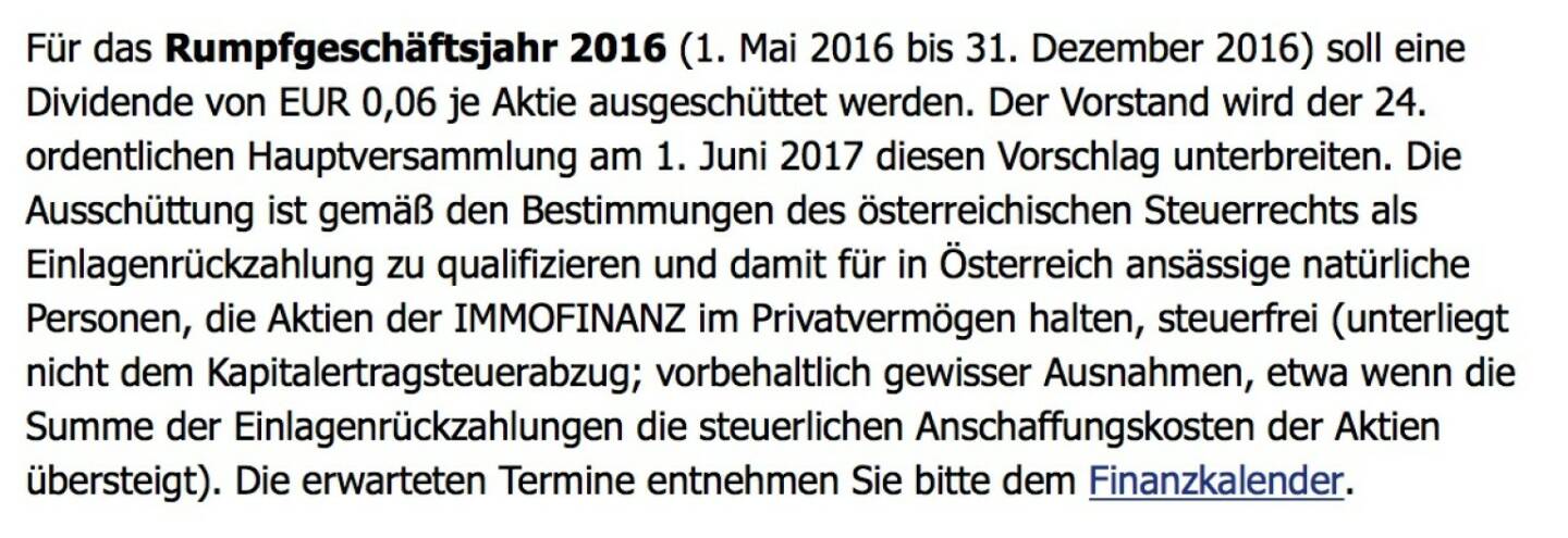 Indexevent Rosinger-Index 25: Immofinanz Dividende
2.6.
Dividende 0,06 EUR
-> Erhöhung Stückzahl um 2,90 Prozent