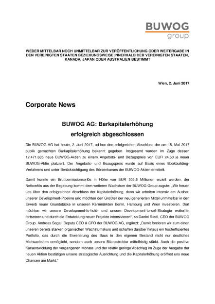 Buwog: Ergebnisse der Barkapitalerhöhung, Seite 1/2, komplettes Dokument unter http://boerse-social.com/static/uploads/file_2280_buwog_ergebnisse_der_barkapitalerhohung.pdf (02.06.2017) 