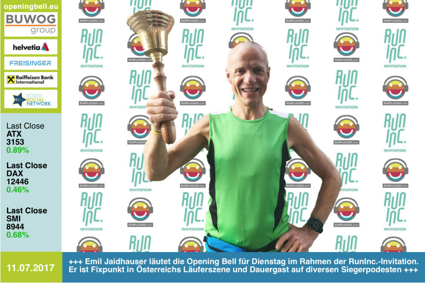 #openingbell am 11.7.: Emil Jaidhauser läutet die Opening Bell für Dienstag im Rahmen der RunInc.-Invitation. Er ist Fixpunkt in Österreichs Läuferszene und Dauergast auf diversen Siegerpodesten http://www.runinc.at http://www.runplugged.com https://www.facebook.com/groups/Sportsblogged/