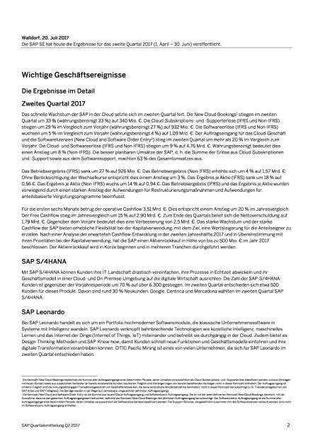 SAP mit Q2, Seite 2/27, komplettes Dokument unter http://boerse-social.com/static/uploads/file_2290_sap_mit_q2.pdf (20.07.2017) 