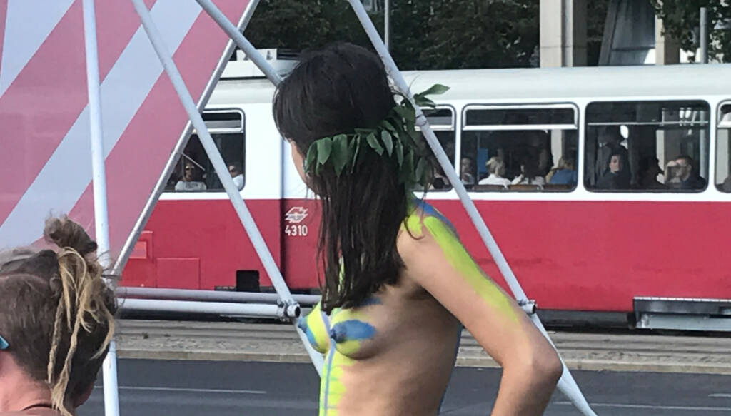 Strassenbahn Blick Naked Bike Ride, © diverse photaq (30.07.2017) 