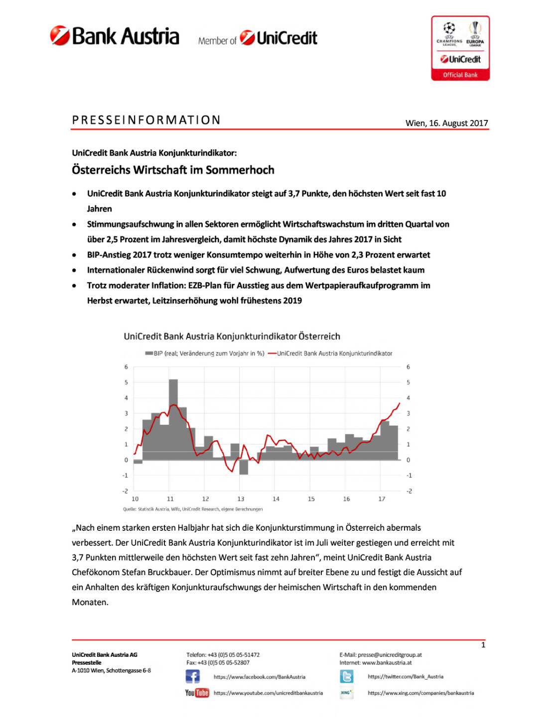 UniCredit Bank Austria Konjunkturindikator: Österreichs Wirtschaft im Sommerhoch, Seite 1/5, komplettes Dokument unter http://boerse-social.com/static/uploads/file_2309_unicredit_bank_austria_konjunkturindikator_osterreichs_wirtschaft_im_sommerhoch.pdf