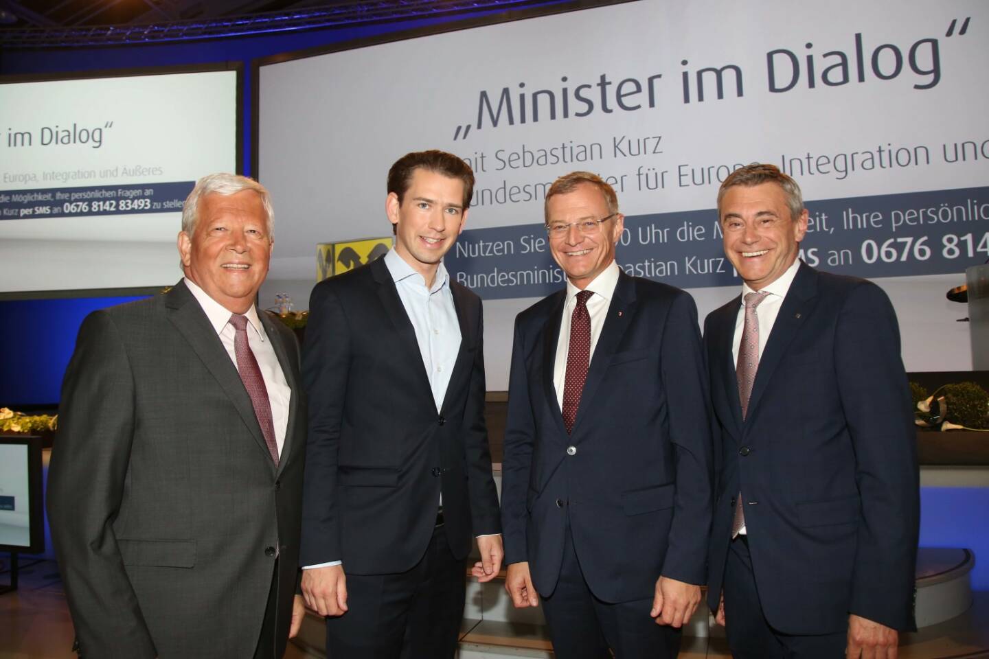 RLB OÖ-Aufsichtsratspräsident Jakob Auer, Außenminister Sebastian Kurz, Landeshauptmann Thomas Stelzer, RLB OÖ-Generaldirektor Heinrich Schaller, Foto: RLB OÖ/Strobl
