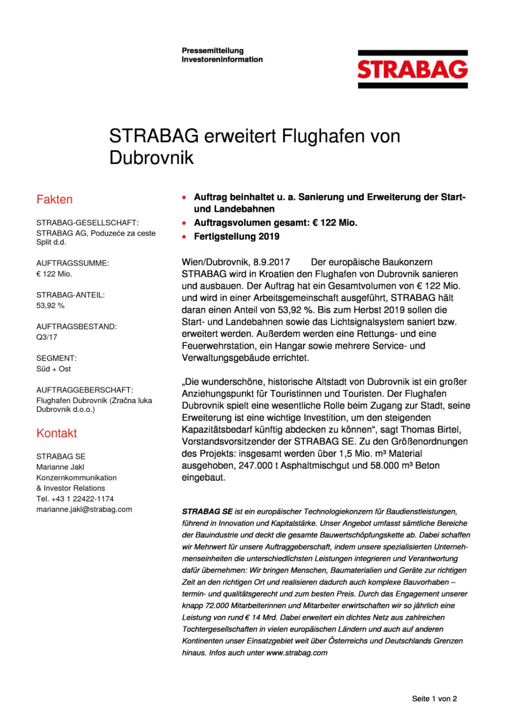 Strabag erweitert Flughafen von Dubrovnik, Seite 1/2, komplettes Dokument unter http://boerse-social.com/static/uploads/file_2329_strabag_erweitert_flughafen_von_dubrovnik.pdf