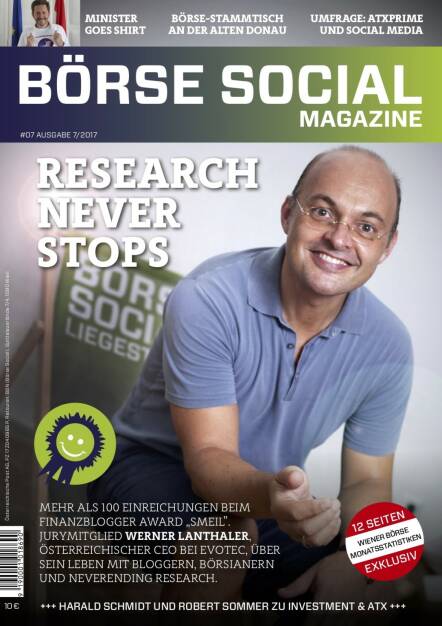 Börse Social Magazine #7 mit Werner Lanthaler, Evotec, am Cover (11.09.2017) 