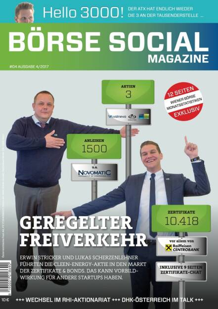 Börse Social Magazine #4 mit Erwin Stricker und Lukas Scherzenlehner, Cleen Energy, am Cover (11.09.2017) 