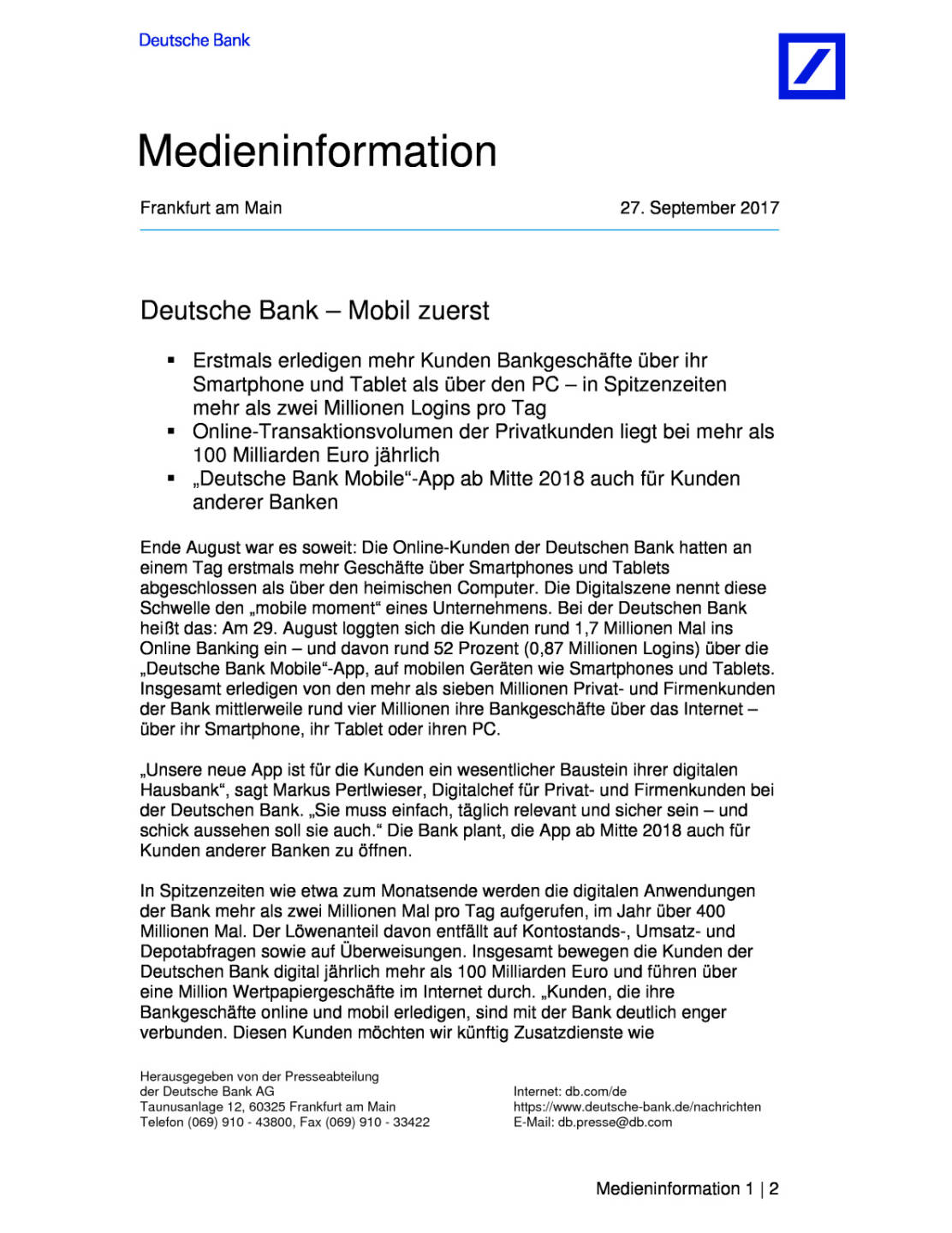 Deutsche Bank: Bankgesch&auml;fte werden erstmals &uuml;berwiegend mobil abgewickelt, Seite 1/2, komplettes Dokument unter http://boerse-social.com/static/uploads/file_2346_deutsche_bank_bankgeschafte_werden_erstmals_uberwiegend_mobil_abgewickelt.pdf