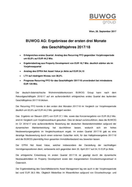 Buwog: Q1 2017/18, Seite 1/4, komplettes Dokument unter http://boerse-social.com/static/uploads/file_2349_buwog_q1_201718.pdf (28.09.2017) 