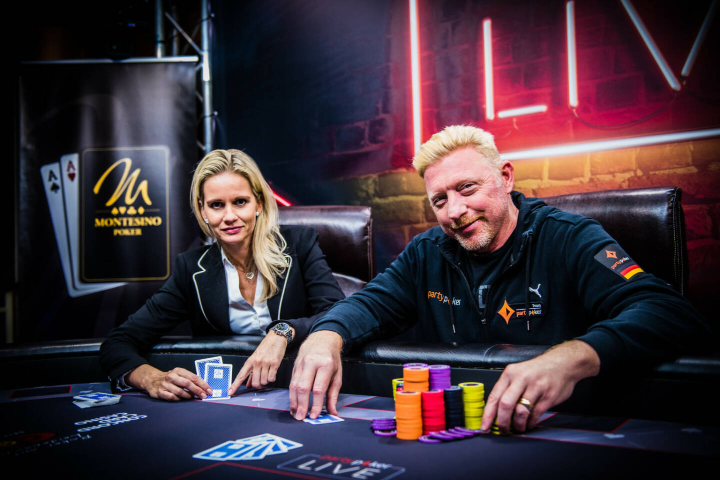 Boris Becker und Fedor Holz pokern im Montesino Wien; Fotocredit: Concord Card Casino