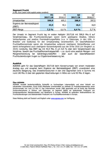 Agrana: Ergebnisse des ersten Halbjahres 2017|18 , Seite 3/3, komplettes Dokument unter http://boerse-social.com/static/uploads/file_2362_agrana_ergebnisse_des_ersten_halbjahres_201718.pdf (12.10.2017) 