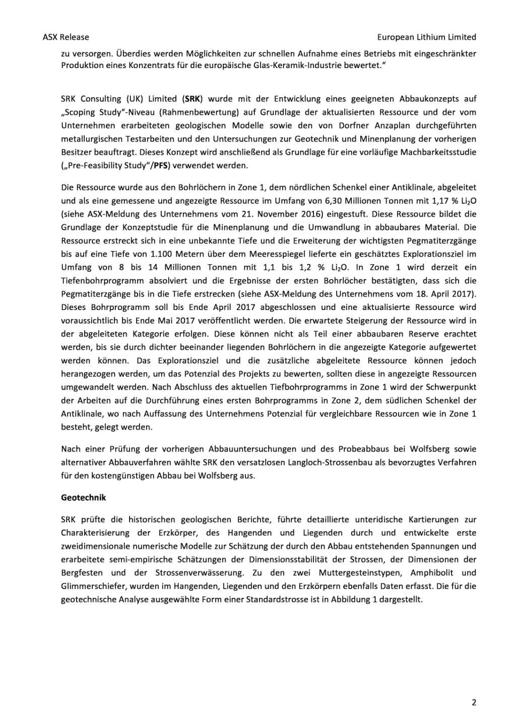 European Lithium: Studie zeigt Technische und wirtschaftliche Tragfähigkeit des Lithiumprojekts Wolfsberg, Seite 2/13, komplettes Dokument unter http://boerse-social.com/static/uploads/file_2367_european_lithium_studie_zeigt_technische_und_wirtschaftliche_tragfahigkeit_des_lithiumprojekts_wolfsberg.pdf