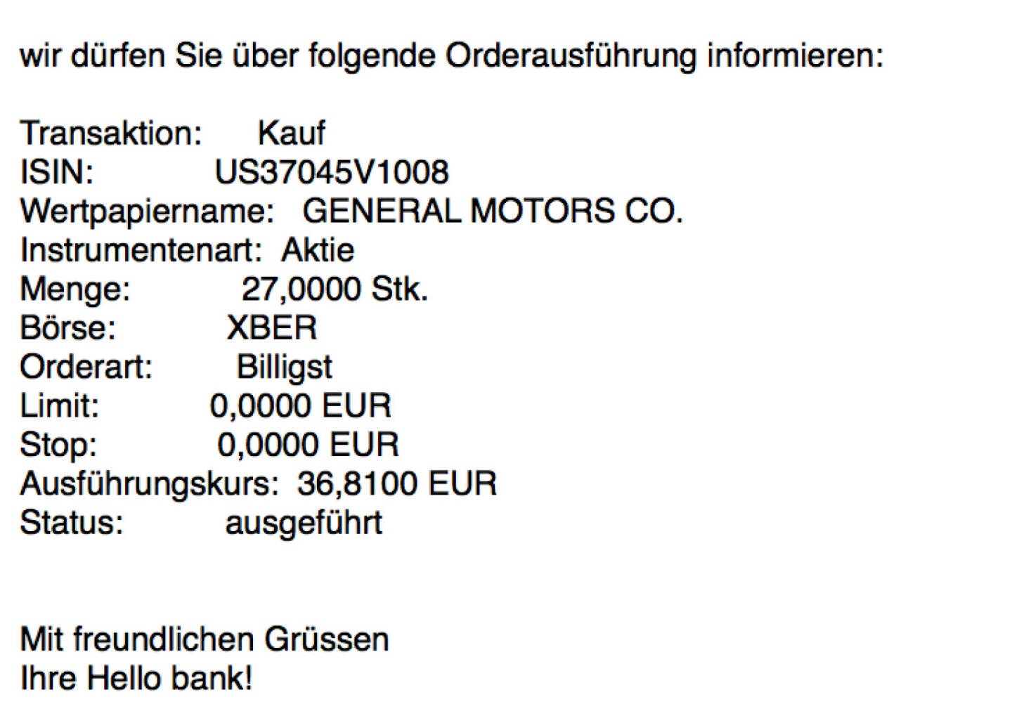 Kauf General Motors für #100100hello