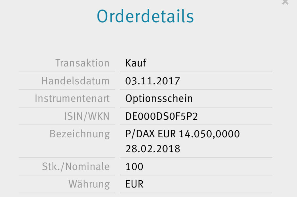 Kauf x-Markets DAX Put 14.050 für #100100hello (03.11.2017) 