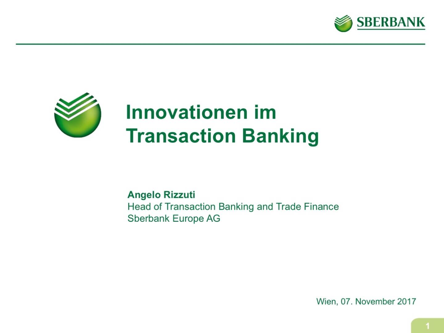 Präsentation Sberbank - Innovationen im Transaction Banking