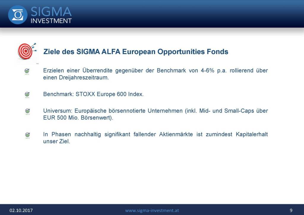 Präsentation Sigma Alfa European Opportunities Fonds - Ziel (07.11.2017) 