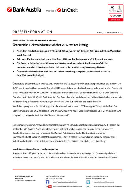 Österreichs Elektroindustrie wächst 2017 weiter kräftig, Seite 1/3, komplettes Dokument unter http://boerse-social.com/static/uploads/file_2391_osterreichs_elektroindustrie_wachst_2017_weiter_kraftig.pdf (14.11.2017) 
