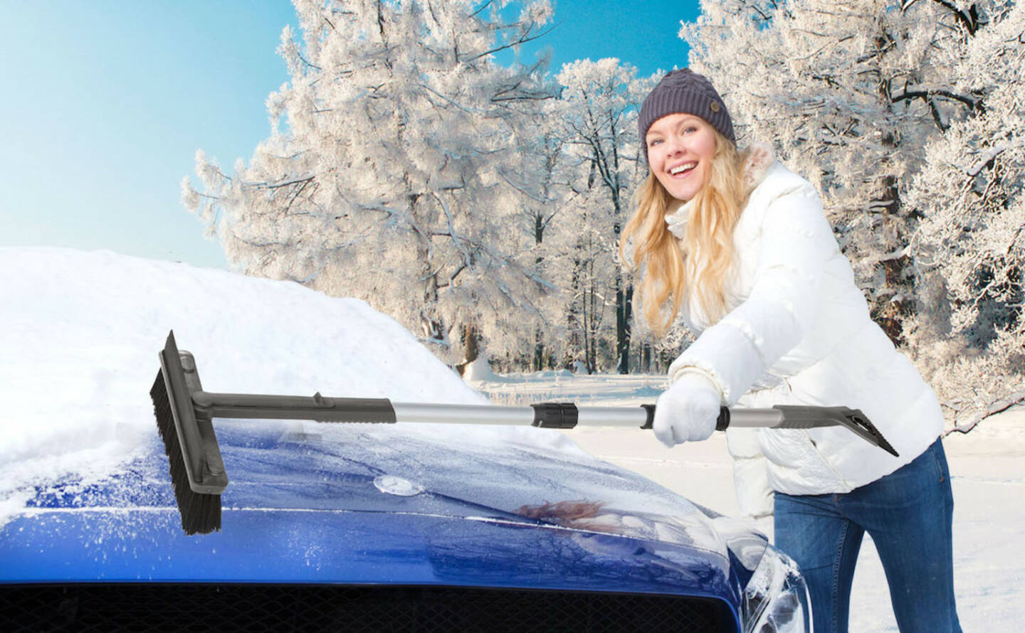 KUNGS: Mit dem richtigen Winter-Zubehör behalten Autofahrer den Durchblick, zB. mit KUNGS Star-IS Multifunktionaler Schneebesen mit Eiskratzer und Gummilippe. Credit: Kungs