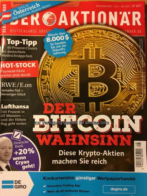 Der Aktionär - Der Bitcoin Wahnsinn - Diese Krypta-Aktien machen Sie reich... Inkl. Österreich-Special - Die stärksten Austria-Aktien... (05.01.2018) 