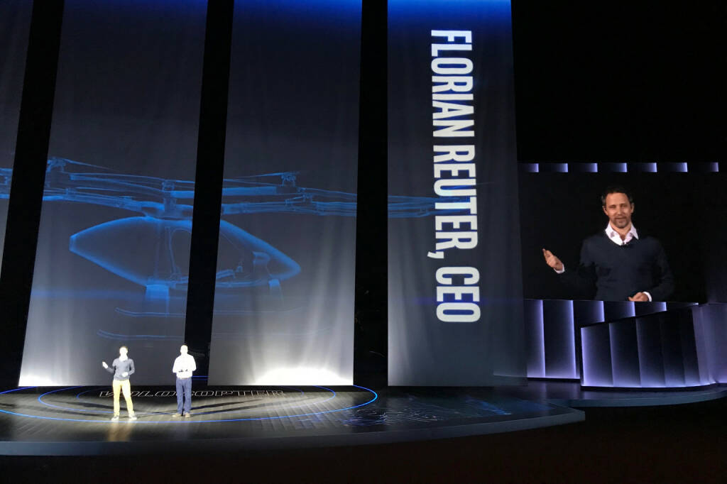 Volocopter bei der Intel Keynote auf der CES 2018, CEO Florian Reuter, Photo: Volocopter (09.01.2018) 