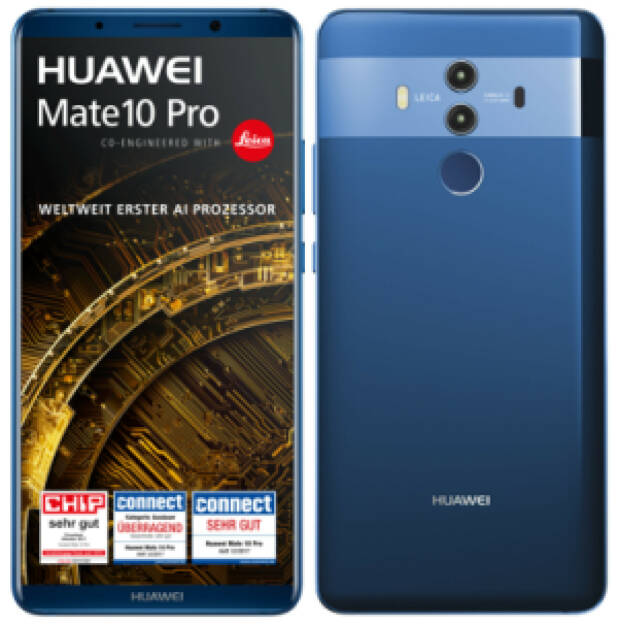Das Huawei Flaggschiff, das Huawei Mate10 Pro, wurde vom renommierten Technikmagazin Android mit dem Award „Smartphone of the year“ ausgezeichnet. Das Huawei Mate10 Pro zeichnet sich vor allem durch den neuen Kirin 970 Prozessor mit AI-Innovationen, einen leistungsstarken Akku sowie gestochen scharfe Aufnahmen dank Leica Dual-Kamera aus. Damit performt das Smartphone intelligenter, schneller und hat eine bessere Energieeffizienz. Bild: Huawei, © Aussendung (15.01.2018) 