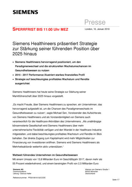 Siemens Healthineers geht an die Börse, Seite 1/7, komplettes Dokument unter http://boerse-social.com/static/uploads/file_2416_siemens_healthineers_geht_an_die_borse.pdf (16.01.2018) 