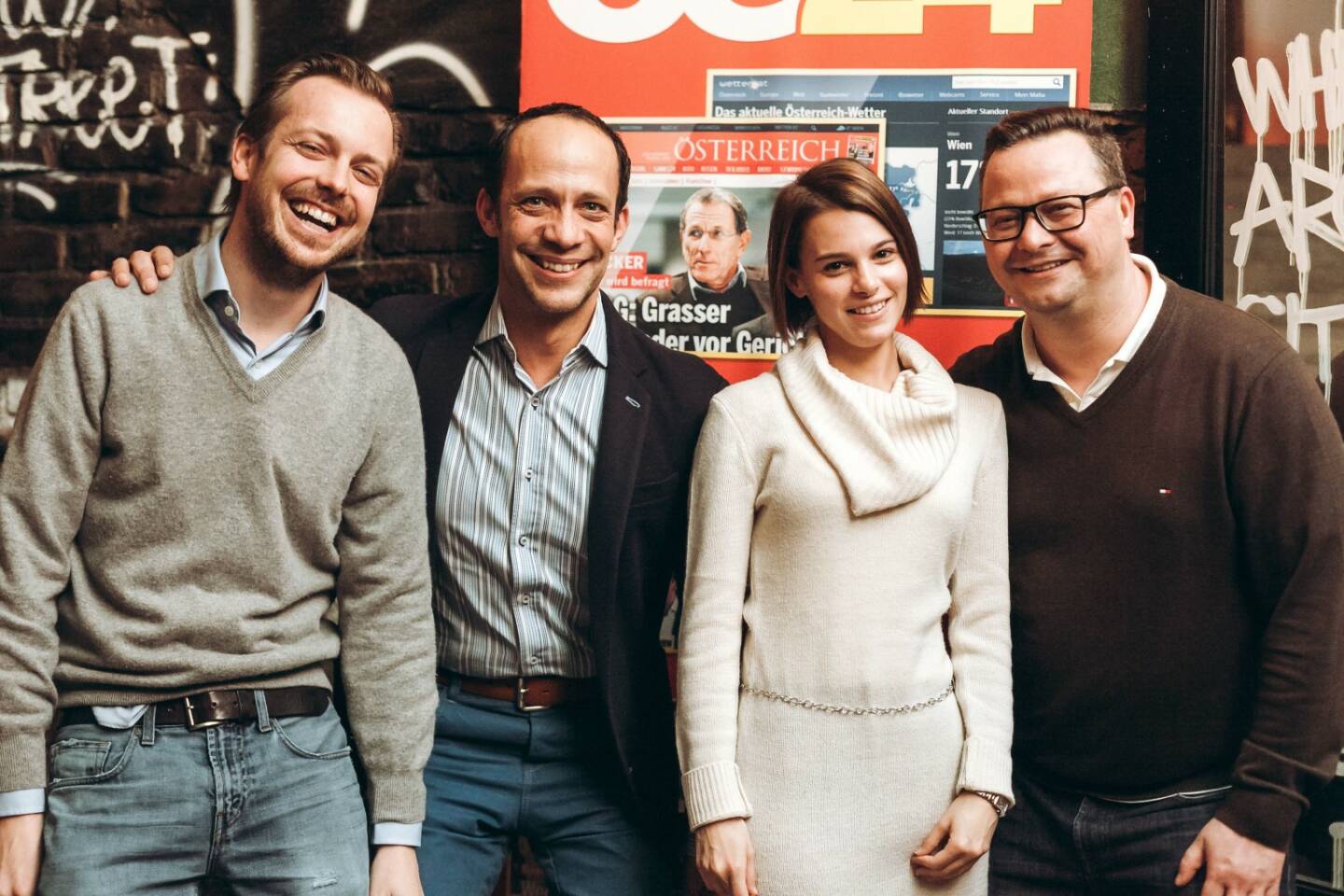 Niki Fellner (OE24), Thomas Bokesz (IPG), Kathrin Hirczy (IPG Mediabrands), Christopher Sima (OE24) (© iab austria/Philipp Lipiarski)