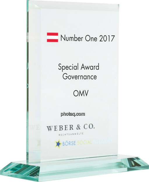 Number One Awards 2017 - Special Award Governance - OMV, © photaq (22.01.2018) 