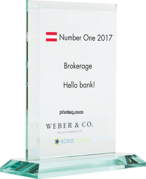 Number One Awards 2017 - Brokerage - Hello bank!, © photaq (22.01.2018) 
