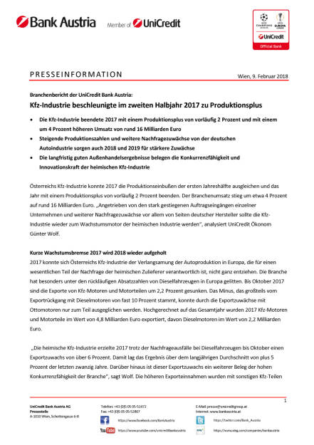 Kfz-Industrie beschleunigte im zweiten Halbjahr 2017 zu Produktionsplus, Seite 1/3, komplettes Dokument unter http://boerse-social.com/static/uploads/file_2419_kfz-industrie_beschleunigte_im_zweiten_halbjahr_2017_zu_produktionsplus.pdf (09.02.2018) 