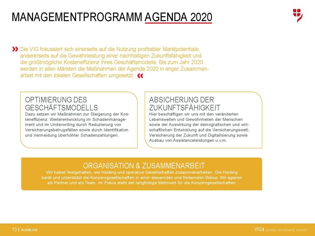 VIG Unternehmenspräsentation - Managementprogramm Agenda 2020 (20.02.2018) 