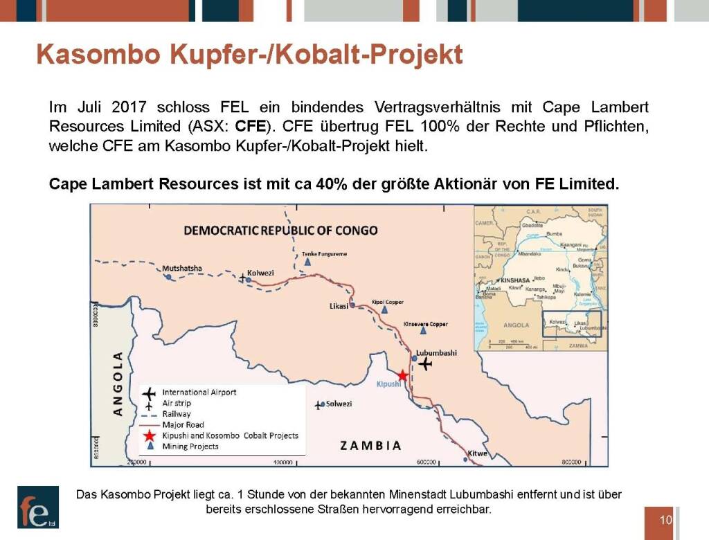 Präsentation FE Limited - Kasombo Kupfer-/Kobalt-Projekt (27.02.2018) 