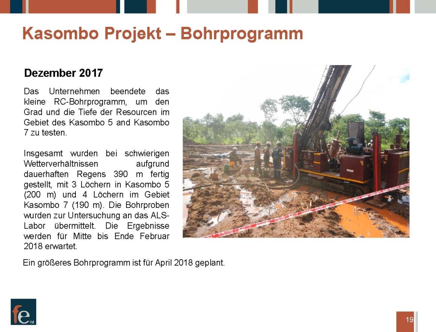 Präsentation FE Limited - Kasombo Projekt Bohrprogramm