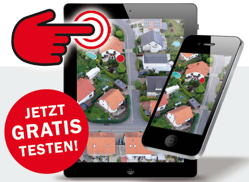 Mit der App „MyInterest“ können ganz bequem per GPS-Ortung Eigentümerdaten und Grundstückspläne eines Standortes abgerufen werden. „MyInterest“ selektiert das Grundstück mit einem Klick und liefert alle benötigten Informationen. Die App ist die Weiterentwicklung von „iEigentum“; ScreenShot MyInterest; Heinrich Beinhofer; Fotocredit:Fotolia.com; © vgstudio / 123rf.com / dialog one Direct Marketing (02.05.2018) 