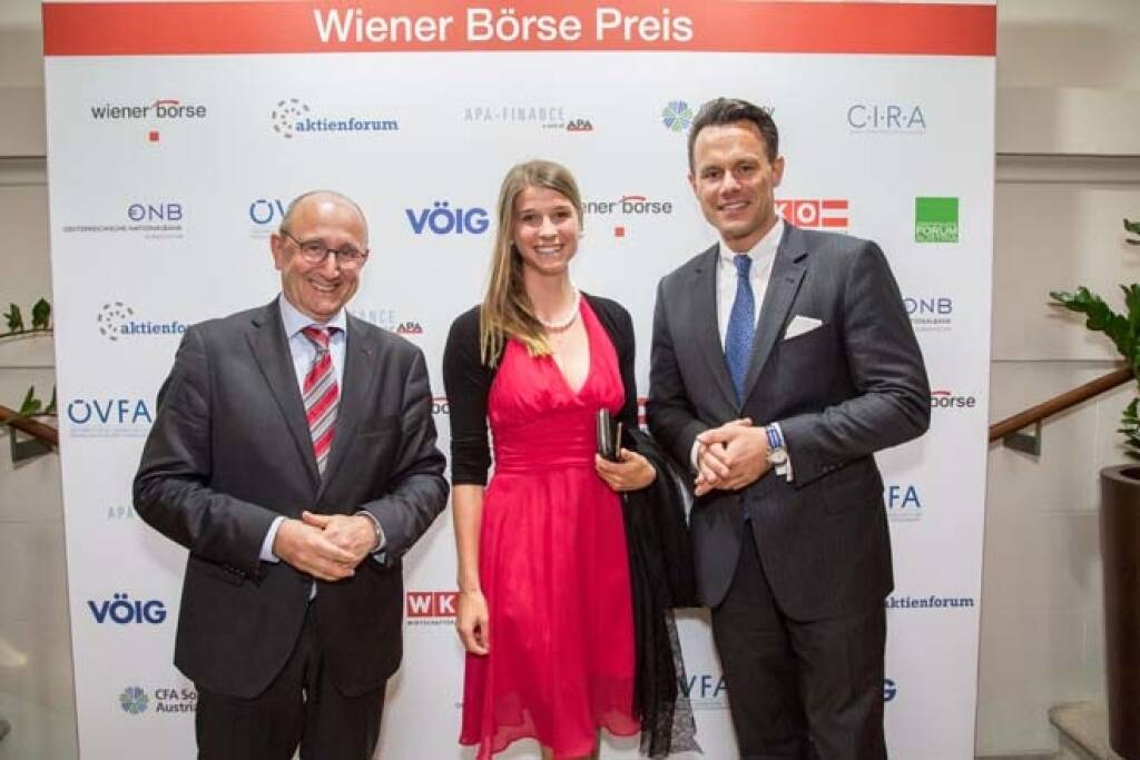 Wiener Börse-Vorstand Ludwig Nießen, Katharina Löckinger (DGWA, European Lithium), Börse-CEO Christoph Boschan; Credit: APA-Fotoservice, © APA-Fotoservice/Wiener Börse (22.05.2018) 