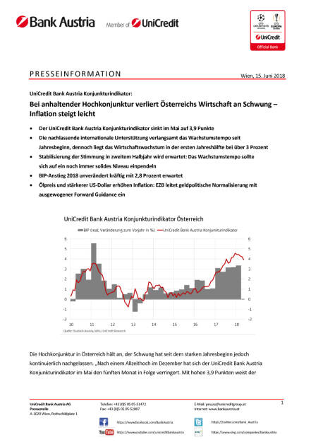 Bei anhaltender Hochkonjunktur verliert Österreichs Wirtschaft an Schwung, Seite 1/5, komplettes Dokument unter http://boerse-social.com/static/uploads/file_2424_.pdf (15.06.2018) 
