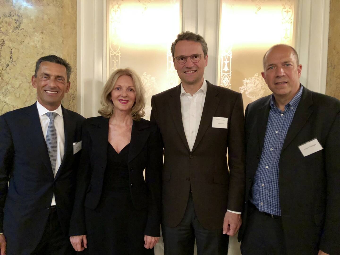 Jürg Kallay (Swissprivate AG Zürich), Sabine Duchaczeck, Nicolai von Engelhardt (Co-Investor AG Zürich), Gregory Gettinger (Gettinger Family Fund), Bild: www.familyofficeday.at