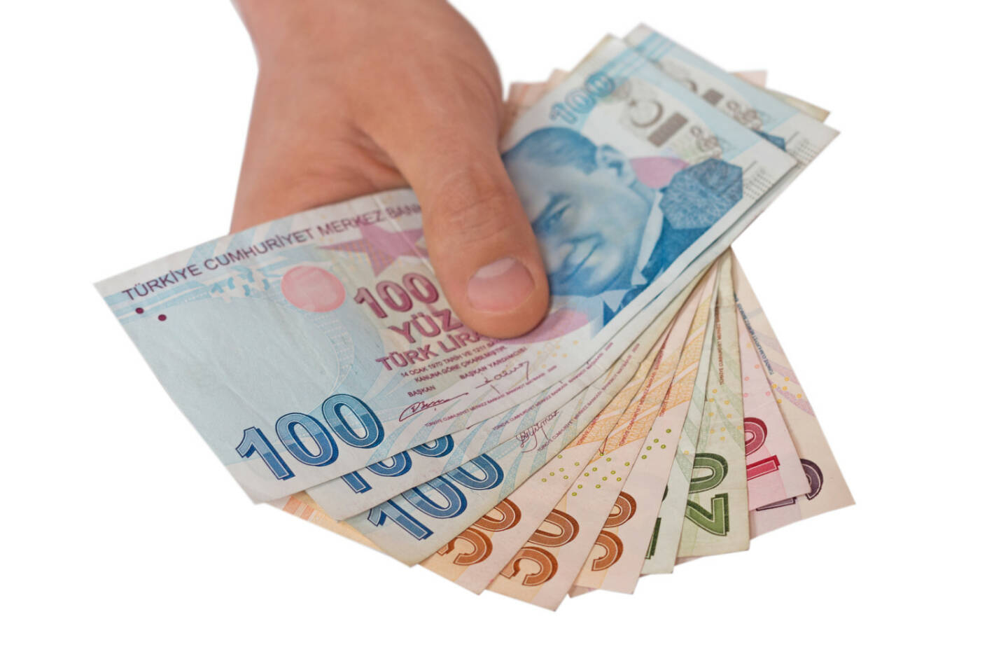 Türkische Lira - https://de.depositphotos.com/179619028/stock-photo-hand-holding-turkish-lira-currency.html