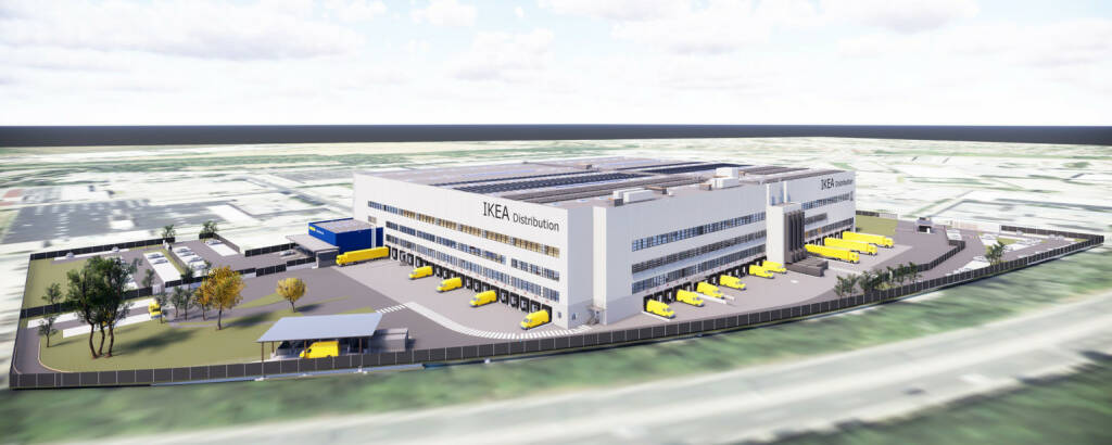 In Strebersdorf entsteht das neue Ikea-Logistikzentrum. Das Möbelhaus investiert in dieses Projekt mehr als 70 Millionen Euro. Schon ab Herbst 2019 sollen von hier aus Ikea-Kunden in ganz Österreich beliefert werden. Credit: Ikea (18.09.2018) 