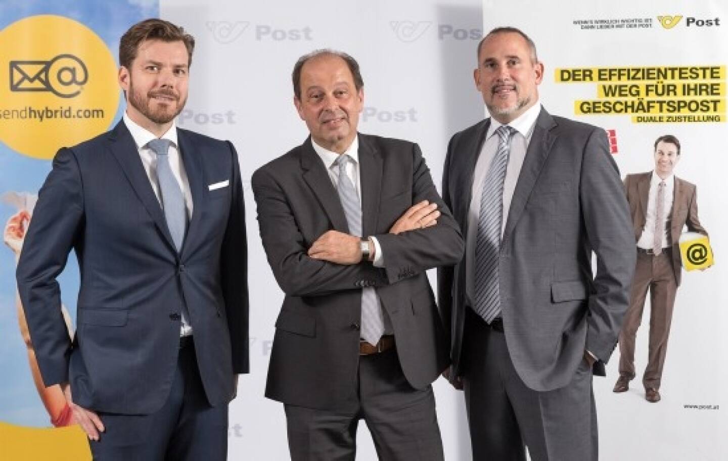 Die Österreichische Post übernimmt den aws Gründerfonds-Anteil an Grazer Startup sendhybrid; sendhybrid Geschäftsführung v.l.n.r.: DI Peter Danner, Ing. Josef Maier, Oliver Bernecker, MSc; © sendhybrid ÖPBD GmbH