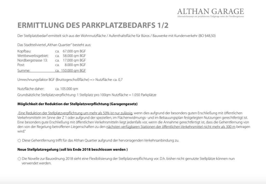Althangrund: Ermittlung des Parkplatzbedarfs (14.10.2018) 