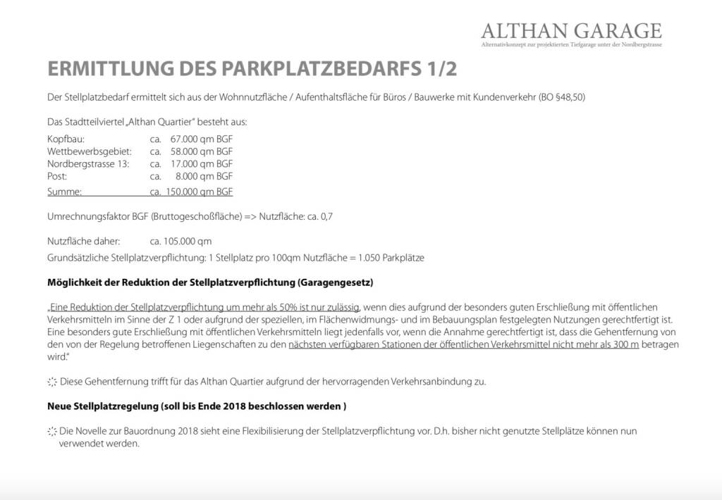 Althangrund: Ermittlung des Parkplatzbedarfs (14.10.2018) 